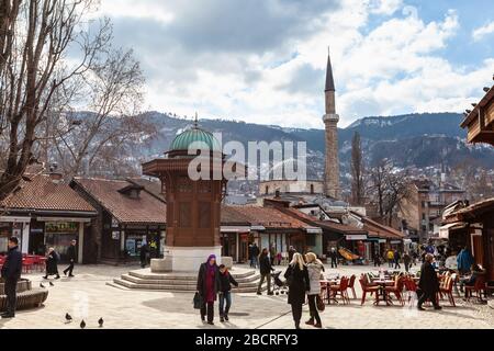 Sarajevo, Bosnie-Herzégovine - 27 février 2019 : Bascarsija Banque D'Images