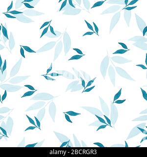 répétition sans couture avec feuilles de sarcelle, fond de feuilles de couleur d'eau, superbe motif de surface pour l'empaquetage de projets, affiches, arrière-plans Banque D'Images