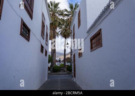 Belles rues colorées de la vieille ville coloniale à Los Llanos de Aridane dans l'île de la Palma, îles Canaries, Espagne. Banque D'Images