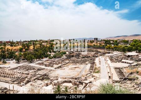 Vue panoramique sur l'excavation archéologique Bet Shan, israël Banque D'Images