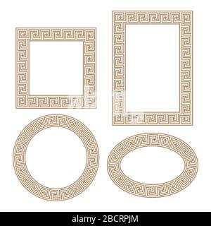 Cadre de bordure de clé grecque rond, jeu carré. Vecteur Illustration de Vecteur