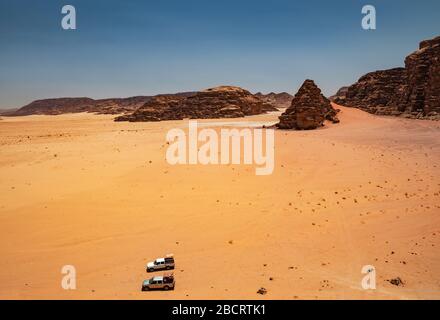vue panoramique sur le rhum wadi du désert, jordanie Banque D'Images