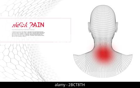 Belle femme souffrant de douleur de cou. Antécédents de vecteur médical. Illustration de Vecteur