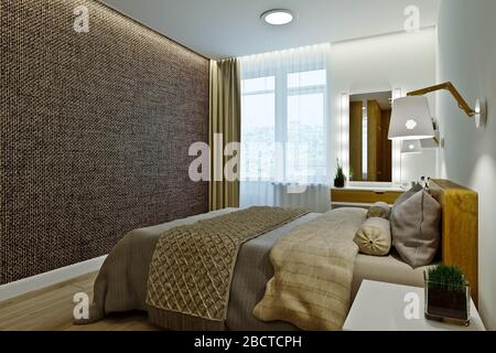 Chambre principale avec dressing dans un style moderne Banque D'Images