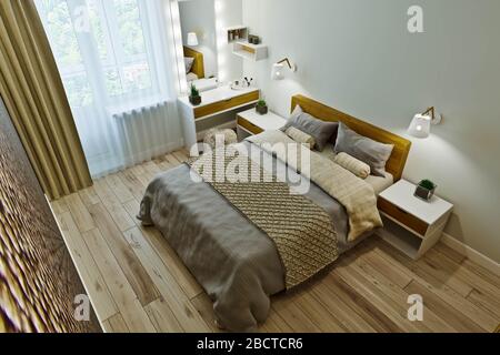 Chambre principale avec dressing dans un style moderne Banque D'Images