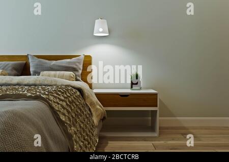 Chambre principale avec dressing dans un style moderne Banque D'Images