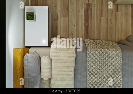 Chambre principale avec dressing dans un style moderne Banque D'Images