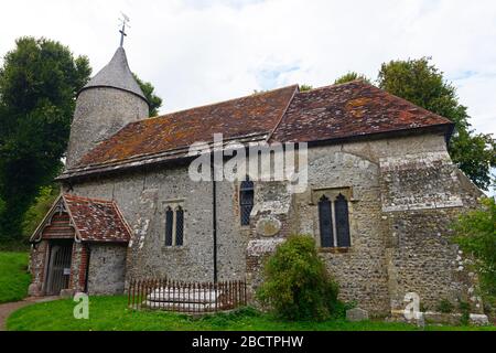 La tour ronde de l'église de la Southease a 900 ans. Southease, Sussex, Royaume-Uni Banque D'Images