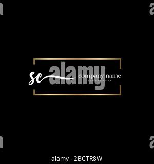 SC lettre initiale logo écriture manuscrite modèle vectoriel dessiné à la main, logo pour la beauté, les cosmétiques, le mariage, la mode et les affaires Illustration de Vecteur