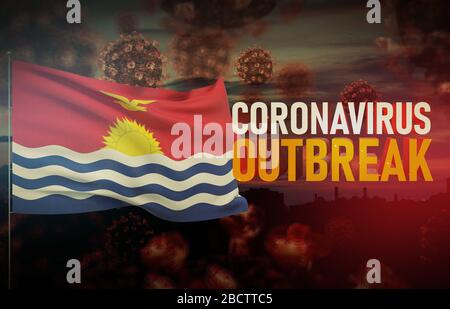 Concept d'éclosion de coronavirus COVID-19 avec drapeau de Kiribati. Illustration en cas de pandémie. Banque D'Images