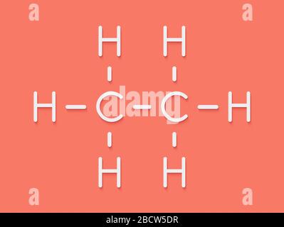 Molécule de composant de gaz naturel éthane. Formule du squelette. Banque D'Images