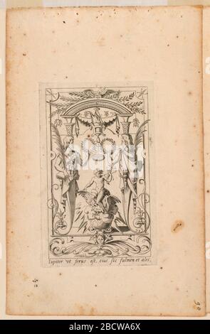 Grotesque avec plaque de divinités 03 Jupiter 2ème état. Recherche dans le panneau ProgressGrotesque avec Jupiter sur son aigle encadré par deux caryatides, arc segmentaire, tendils, etc. Dans un design grotesque. Grotesque avec plaque de divinités 03 Jupiter 2ème état Banque D'Images