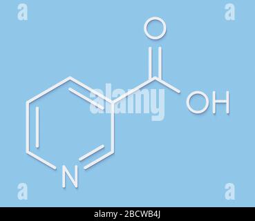 Molécule de vitamine B3 (niacine). Formule du squelette. Banque D'Images