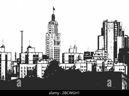 Sao Paulo skyline illustration croquis Illustration de Vecteur