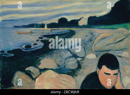 Le Melancholy (le soir) par Edvard Munch, 1891. Huiles sur toile. La Galerie nationale d'Oslo Banque D'Images