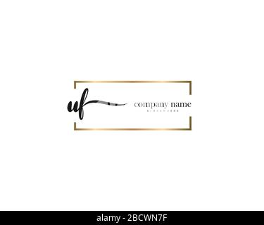 UF lettre initiale logo écriture manuscrite modèle vectoriel dessiné à la main, logo pour la beauté, les cosmétiques, le mariage, la mode et les affaires Illustration de Vecteur