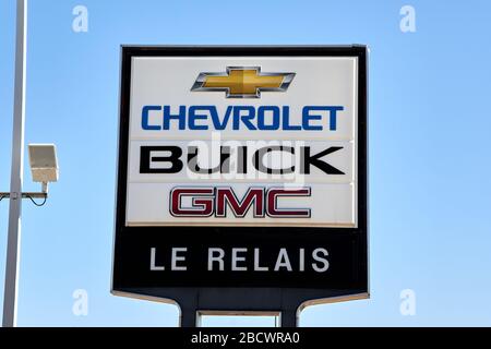 Montréal, Canada - le 4 avril 2020 : Chevrolet Buick et GMC signent à la concession. Ils sont les marques automobiles les plus populaires et les plus reconnaissables aux États-Unis. CHEV Banque D'Images