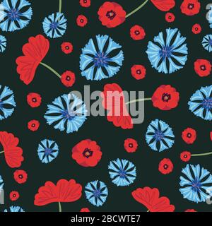 pappies et fleurs de maïs motif vectoriel sans couture Illustration de Vecteur
