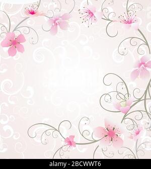 les fleurs roses fleuissent les couleurs pastel du cadre Illustration de Vecteur