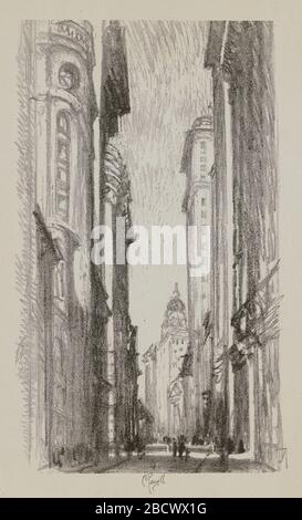 Nassau Street à partir de lithographies de portefeuille de New York en 1904. Banque D'Images