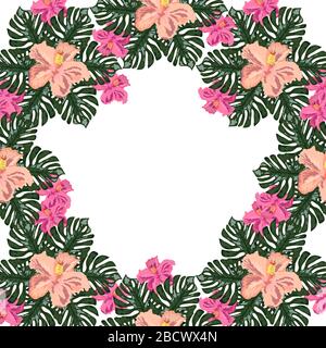 cadres ronds avec fleurs. Décor pour l'art, le hobby et la carte. Illustration de Vecteur