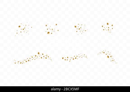 Jeu de chute d'étoiles d'or. Nuage d'étoiles d'or isolé sur fond transparent. Vector illustration. Météoroïde, comète, astéroïde, stars Illustration de Vecteur