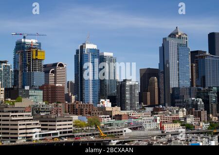 Vue sur la ligne du ciel de Seattle. Banque D'Images
