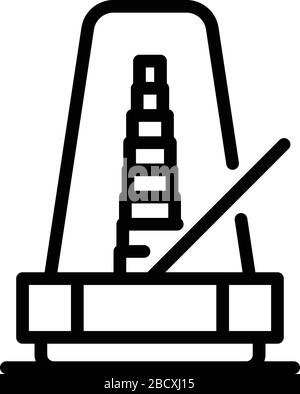 Icône métronome mécanique, style de contour Illustration de Vecteur