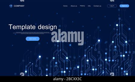 Fond technique de la page d'accueil avec textures abstraites de carte de circuit imprimé. Arrière-plan abstrait géométrique avec carte de circuit imprimé de lignes . Modèle de site Web Illustration de Vecteur