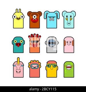 Jeu de monstres de Doodle. Illustration vectorielle de caractère de dessin animé Illustration de Vecteur