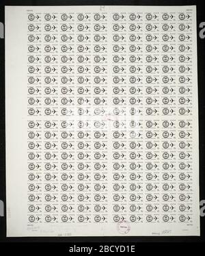 Étanchéité de la zone du canal 15 c et étanchéité de la plaque Jet plane. Les épreuves de plaques certifiées sont la dernière preuve imprimée de la plaque avant d'imprimer les timbres au Bureau de l'gravure et de l'impression. Ces épreuves de plaque sont uniques, avec les signatures et la date d'approbation. Étanchéité de la zone du canal 15 c et étanchéité de la plaque Jet plane Banque D'Images
