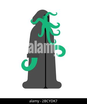 Cthulhu, disciple du culte. Pieuvre de moine avec tentacules et en cassock Illustration de Vecteur