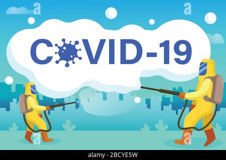 Lutter contre Covid-19 ou Coronavirus concept inscription bannière design, fond et lutte contre l'illustration de vecteur de virus Illustration de Vecteur