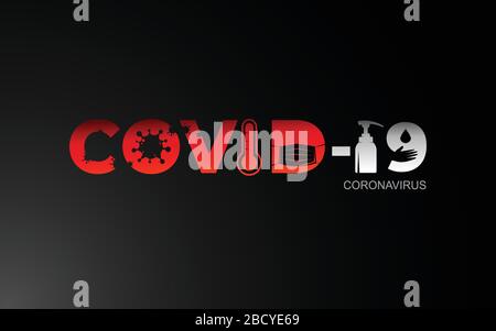 Covid-19 Coronavirus concept inscription typographie design logo, dangereux virus vecteur illustration Illustration de Vecteur