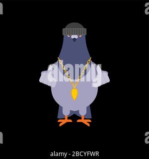Gangster pigeon. Oiseau frais de la ville. SWAG gangsta. Gars pigeon rappeur Illustration de Vecteur
