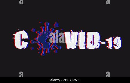 Vecteur SARS-CoV-2 Coronavirus texte et logo. Effet stéréo d'un virus de la bactérie COVID-19 sous la forme d'un globe. La terre sous forme de bactéries Illustration de Vecteur