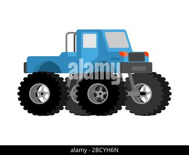 Monster Truck isolé. Voiture sur de grandes roues. Illustration vectorielle Illustration de Vecteur