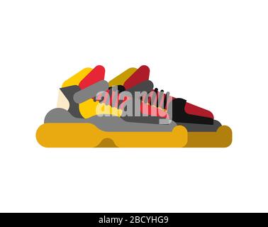 Chaussures modernes avec semelle large, isolées des baskets à la mode et solées. Illustration vectorielle de mode Illustration de Vecteur