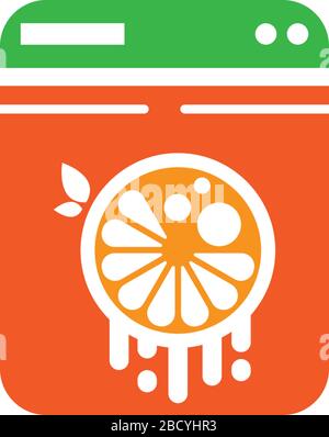 Logo de lavage sur place avec illustration de fruits orange Illustration de Vecteur