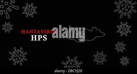 Modèle abstrait de nouveau hantavirus avec titre. Texte et objets isolés sur un arrière-plan noir. Illustration vectorielle. Illustration de Vecteur