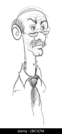 Caricature d'un vieil homme avec moustache et lunettes - illustration vectorielle Illustration de Vecteur