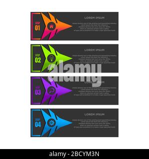 Infographies de l'entreprise. Chronologie avec 4 étapes, étiquettes. Elément infographie vectoriel. Illustration de Vecteur