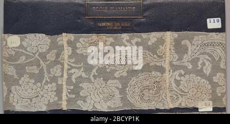 Bordure. Recherche en dentelle ProgressBobbin rejoints, plantes à fleurs audacieuses; milieu du XVIIIe siècle Valenciennes fond frontière Banque D'Images