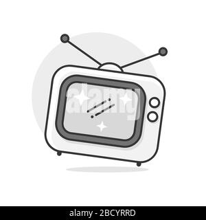 Icône de signe rétro TV. Symbole de téléviseur. Boutons de cercle et de carré. Jeu de conception plate. Vecteur Illustration de Vecteur