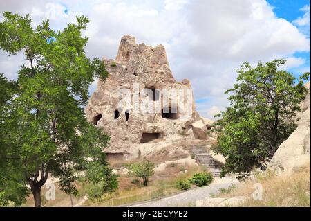 Grottes de plein air médiéval complexe monastique chrétienne Goreme, Cappadoce, Turquie. Site du patrimoine mondial de l'UNESCO Banque D'Images