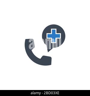 Icône de glyphe vectoriel lié au téléphone d'urgence. Illustration de Vecteur