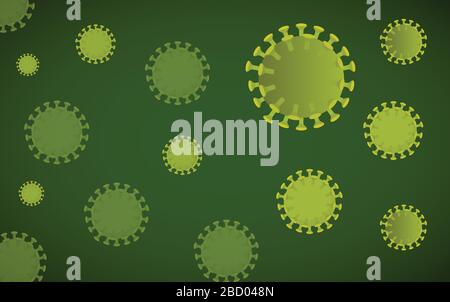 illustration tridimensionnelle, grippe asiatique. Bactéries réalistes, infection par microbe et sang, bannière de biologie, concept. Illustration du vecteur du virus corona vert. Illustration de Vecteur