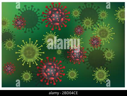 virus corona de la grippe covid-19 contexte la maladie covid19 est dangereuse pour la santé dans ce cas, l'effet du virus sur le corps humain et la grippe comme grippe. 3 Illustration de Vecteur