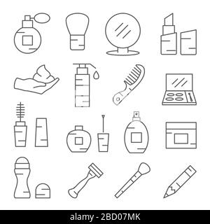 Icônes des lignes cosmétiques en blanc Illustration de Vecteur