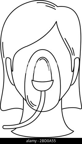 Le patient est allongé à l'hôpital sur un ventilateur. Combattre le coronavirus. Art. Ligne Illustration de Vecteur